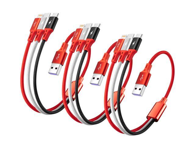 KEHIPI [3Pack 1Ft] Multi Charging Cable, Short Multi Charger Cable, 3 in 1 Braided Universal Multiple USB Cable Charging Cord Adapter with...