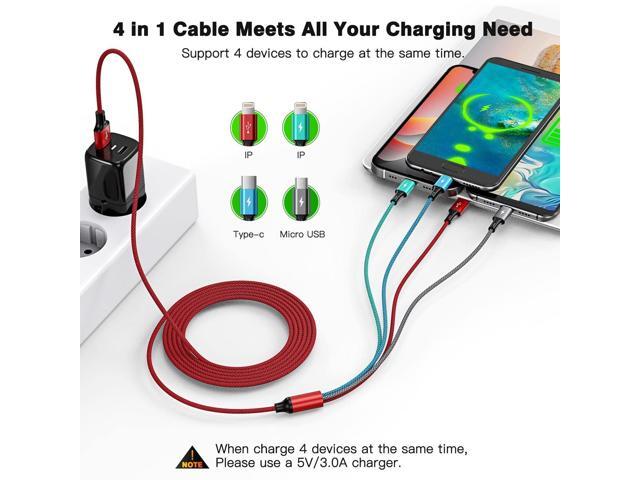 KEHIPI 6ft 2Pack Multi Charging Cable,4 in1 Charging Cable Charging Cables for Multiple Devices Nylon Braided Universal Phone Charger Cord with...