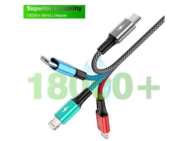 KEHIPI 6ft 2Pack Multi Charging Cable,4 in1 Charging Cable Charging Cables for Multiple Devices Nylon Braided Universal Phone Charger Cord with...