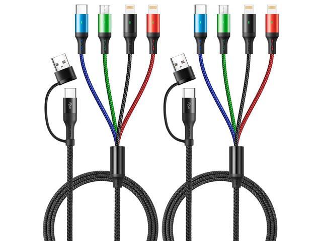 KEHIPI 5 in 1 Multi Charging Cable 3.5A, Multi Fast Charging Cord USB A/C to Type C/Micro USB/Lightning Universal Braided Charger Cable,Multi...