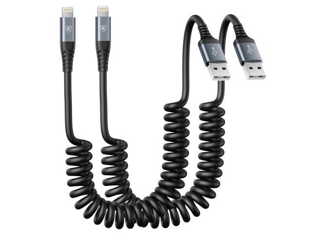 KEHIPI iPhone Charger Cable 6FT for Car, Coiled Lightning Cable 2 Pack 6 Feet Lightning Cord Compatible with iPhone14 13/12/11 Pro Max/XS...