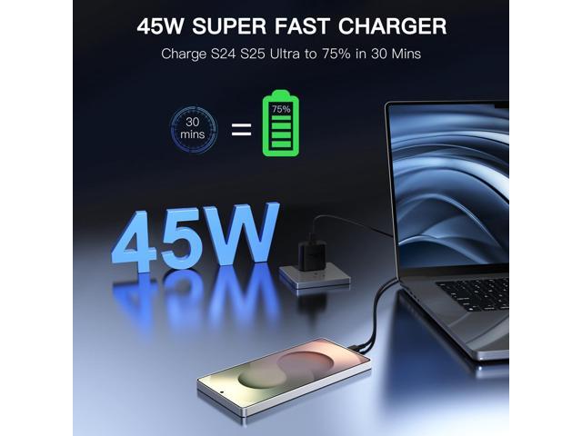 KEHIPI 45W Super Fast Charger USB C, 2Pack PPS Type C Charging Block with 6FT USB-C Cable for Samsung Galaxy S25 +/Ultra /S24 S23 S22 +/Ultra/ S21...