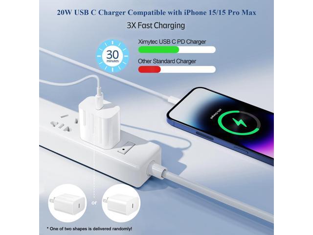 KEHIPI 20W USB C Fast Charger Compatible with iPhone 16/16 Plus/ 16 Pro Max/ 15/ iPad Pro, 2Pack PD USB C Charger Block with 6FT Type C to C Cable