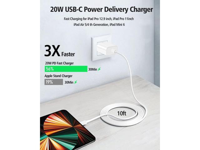 KEHIPI 10FT iPad Charger Cord, 20W USB C Fast Charger with Long Charging Cable for iPad Pro 13/12.9/11 inch, iPad 10th Generation,iPad A16 11th...