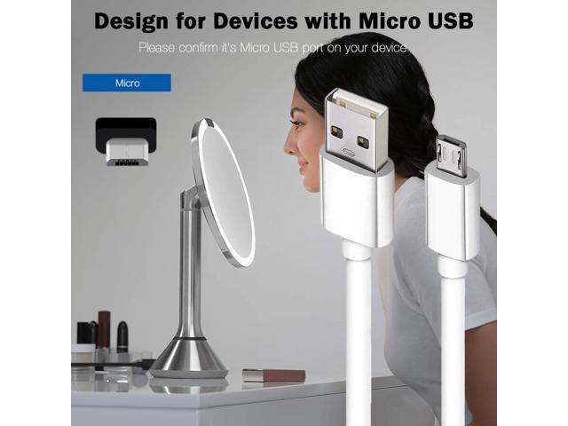KEHIPI Replacement Charger Adapter Micro USB Charging Cord Cable for Simplehuman 5 inch & 8 inch Round Sensor Makeup Mirror (5FT)