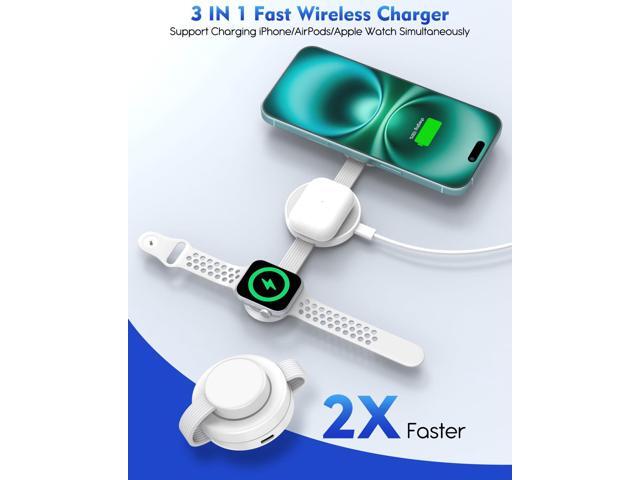 KEHIPI Magnetic Wireless Charging Station 3in1 Fast iPhone Charging Pad Foldable Travel MagSafe Charger Station Dock Apple Mag-Safe Charger for...