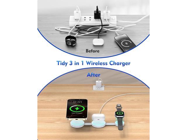 KEHIPI Magnetic Wireless Charging Station 3in1 Fast iPhone Charging Pad Foldable Travel MagSafe Charger Station Dock Apple Mag-Safe Charger for...