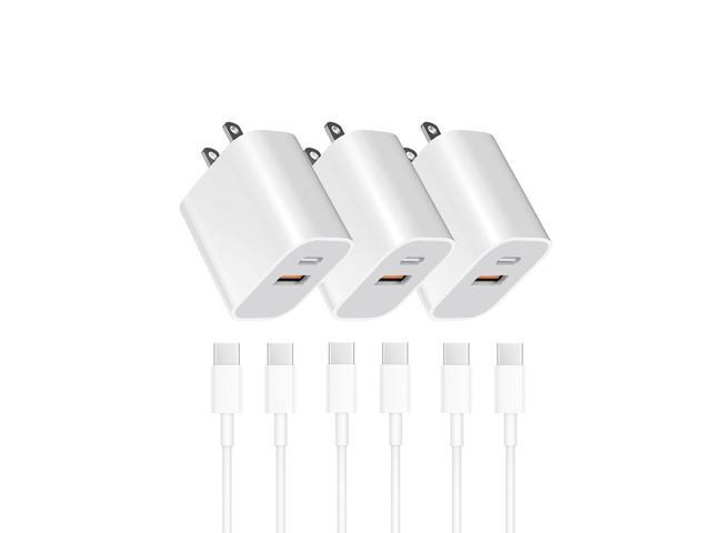 KEHIPI USB Power BlockWall Charging Adapter, Dual-Port Charger with c to c Cables foriPhone 16/16 Pro Max/15 Series/Pro and More,3-Packs.