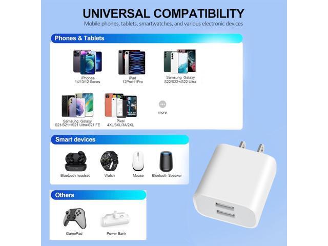 KEHIPI 3 Pack USB Wall Charger, Dual Port Plug Adapter for Wall Outlet Charging Block, USB Power Adapter for iPhone 14/13/12/11 Pro/Pro Max,...