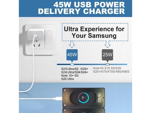 KEHIPI S24 S23 S25 Ultra Charger, Super Fast Charger Type C, 45W USB C Fast Charger Block with 10FT Android Phone Charging Cable for Samsung Galaxy...