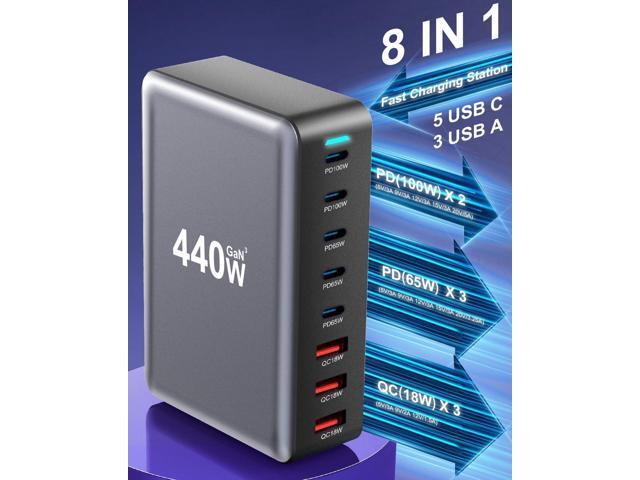 KEHIPI 440W Fast USB C GAN Charger Block 8 Port Charging Station HUB Brick Dual PD PPS 100W Wall Charger Compatible with MacBook Pro/Air/All, iPad,...