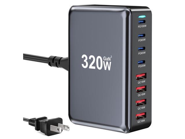 KEHIPI 320W USB C Fast Charger Block,8 Port USB Charging Station, GaN Pro 100W PD PPS Port Fast Charging Station Hub, Laptop Wall Charger...
