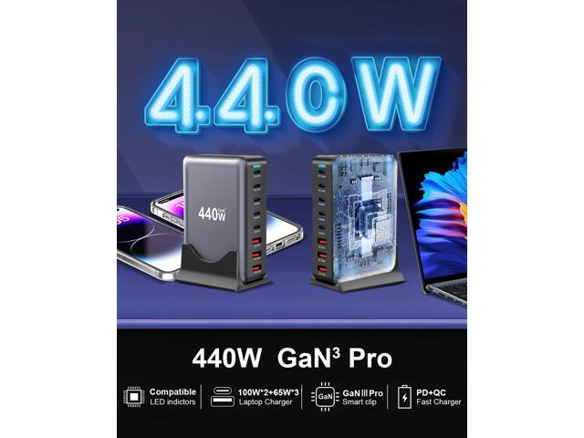 KEHIPI 440W Fast USB C GAN Charger Block 8 Port Charging Station HUB Brick Dual PD PPS 100W Wall Charger Compatible with MacBook Pro/Air/All, iPad,...