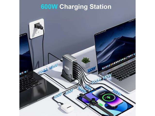 KEHIPI 600W Fast USB C GaN Pro Charger Block,8 Port Charging Station,Dual 140W PD3.1 PPS Fast Charging Station for Multiple Devices Laptop Wall...