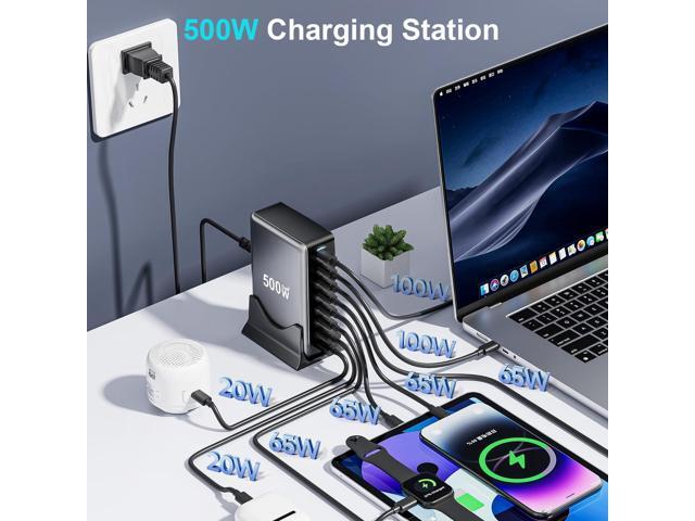 KEHIPI 500W USB C Fast Charger Block, 8 Port USB Charging Station, GaN Pro Double 100W PD PPS Port Fast Charging Station for Multiple...