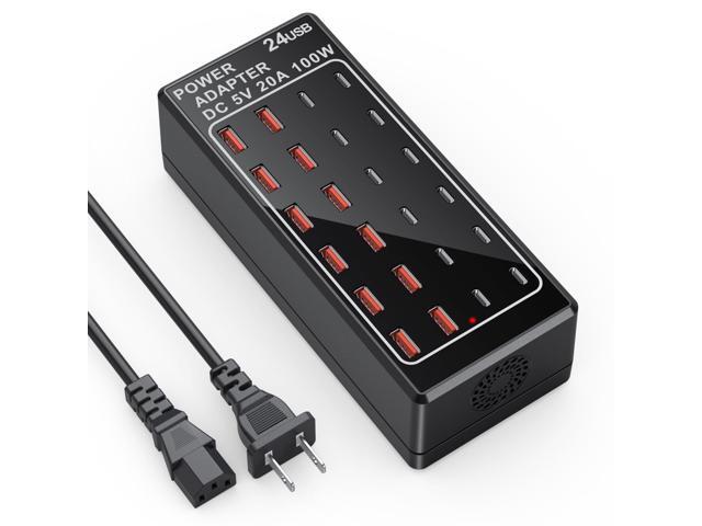 KEHIPI USB Charger Station, C Charging Block, 100W (20A) 24 Port Multiple USBCharger Desktop Wall Charger Hub 12 USB A 12 USB C Compatible for...