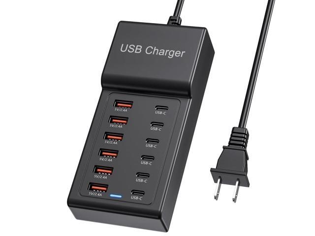 KEHIPI Multi USB Charger, USB C Charging Block Station, 50W 12 Port Multiple USB C Power Strip USB Hub Compatible with iPhone 16 Pro...
