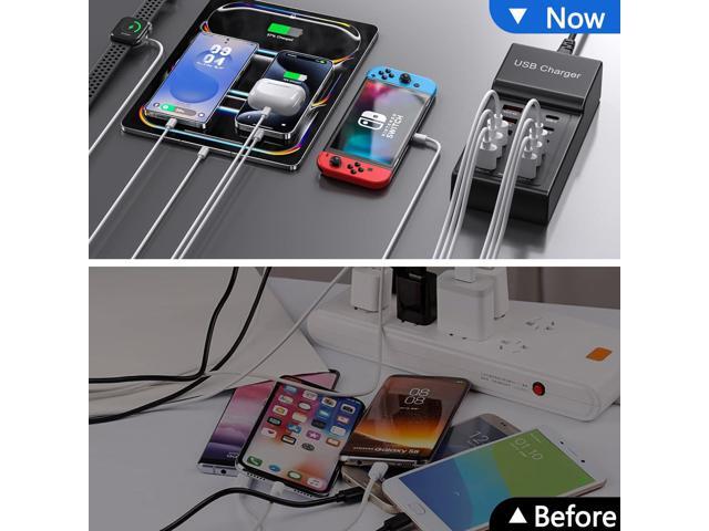 KEHIPI Multi USB Charger, USB C Charging Block Station, 50W 12 Port Multiple USB C Power Strip USB Hub Compatible with iPhone 16 Pro...
