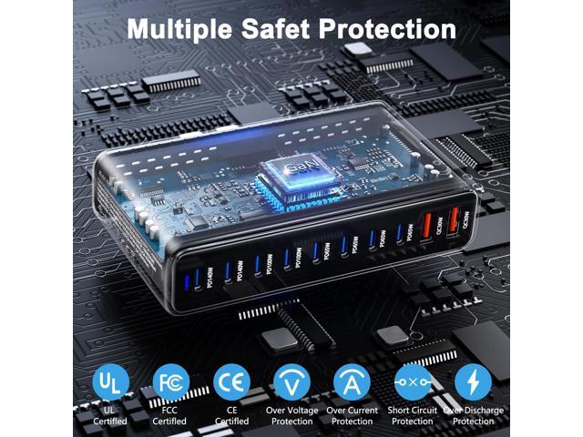 KEHIPI USB C Charger Station 800W GaN USB C Charging Block, 10-Port Fast Charger Hub with Multiple Power Outputs, Compatible with Laptop, MacBook,...