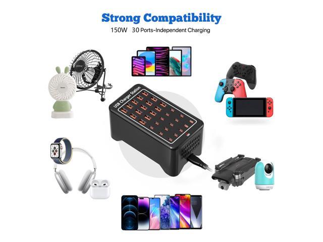 KEHIPI Charging Station, USB C Charger Block, 150W 30-Port15USB-C + 15USB-A, Travel Charger Station Fast Charger Desktop USB Wall Charger...