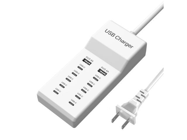 KEHIPI USB C Charger, 12 Ports USB Charging Station, 60W MultiPort Charger[10 USBC+2 USBA], Compatible with iPhone/iPad/Samsung/Google...