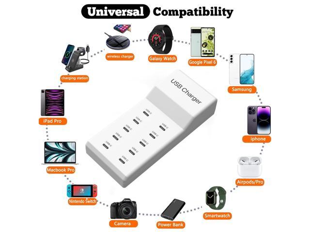 KEHIPI USB C Charger, 10 Ports USB Charging Station, 50W Multi-Port USBC Charger, USBC Desktop Multiple Charger for iPhone...