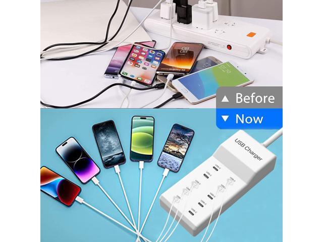 KEHIPI USB C Charger, 10 Ports USB Charging Station, 50W Multi-Port USBC Charger, USBC Desktop Multiple Charger for iPhone...