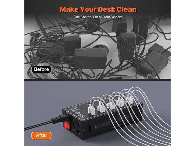 KEHIPI 30-Ports Charging Station, 150W USB C Charger, USB-C Smart Charger, 30-in-1 Desktop Charging Hub, Multi Ports Charging Station Organizer for...