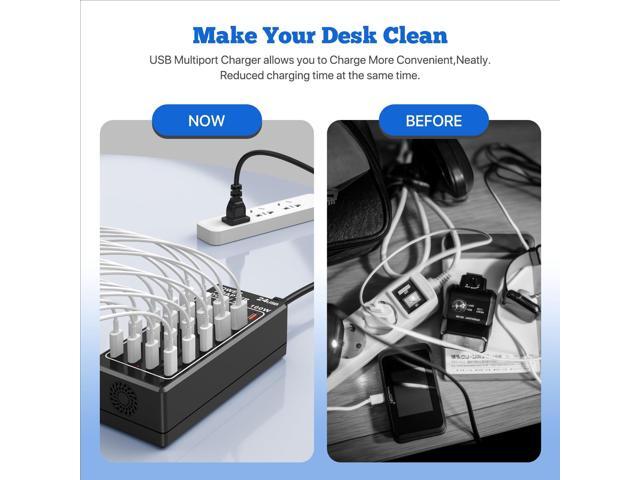 KEHIPI USB Charging Station Block, USB C Charger Station 24-Port 100W(20A), USB A Charger Block, Fast Charger Desktop Station, Multi-Function Smart...