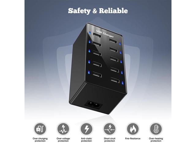 KEHIPI Multiple USB Charger, 10 Port USB Charging Station, Charging Station for Multiple Devices, Charger Block for iPhone 13/14/15/16/Samsung...