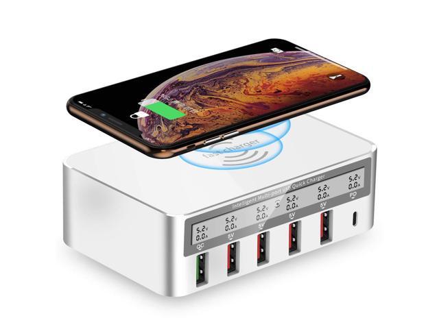 KEHIPI Charging Station, 100W 6-Port USB Fast Charger with QC 3.0 & PD, Compatible with Apple & Other Brand Cell Phones