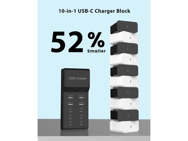 KEHIPI USB C Charger Block 10-Port USB-C Charging Station 6 USBC Ports & 4 USB-A Ports Total 50W USB Power Strip for Multi Devices for iPhone 16 17...