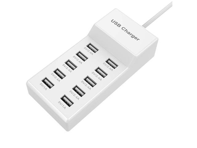 KEHIPI 10-Port USB Wall Charger Station with Rapid Charging Auto Detect Technology Safety Guaranteed Family-Sized USB Ports for Multiple Devices...