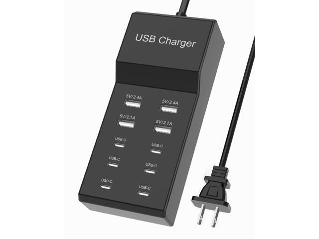 KEHIPI USB C Charger Block 10-Port USB-C Charging Station 6 USBC Ports & 4 USB-A Ports Total 50W USB Power Strip for Multi Devices for iPhone 16 17...