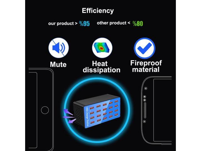 KEHIPI USB Charging Station, 20-Port 100W/20A Multi-USB Charger Station for Smartphones, Tablets, and Other Devices
