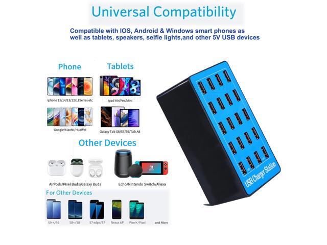 KEHIPI USB Charging Station, 20-Port 100W/20A Multi-USB Charger Station for Smartphones, Tablets, and Other Devices