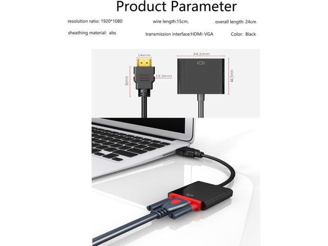KEHIPI Gold-Plated HDMI to VGA Adapter 1080P Video Converter Male to Female with 3.5mm Audio Port and miniUSB to USB port for...