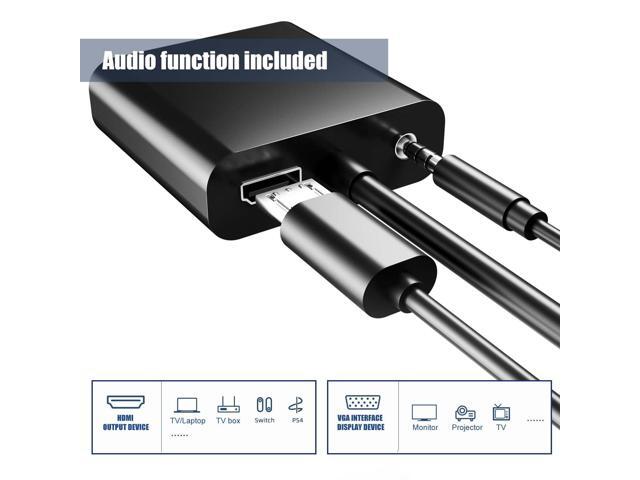 KEHIPI Gold-Plated HDMI to VGA Adapter 1080P Video Converter Male to Female with 3.5mm Audio Port and miniUSB to USB port for...