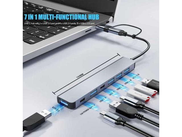 KEHIPI Aluminum 7 in 1 USB C & USB Hub with USB 3.0, USB 2.0 Ports for PC/Laptops/MacBook Pro/Air/iMac/iPad and More Devices