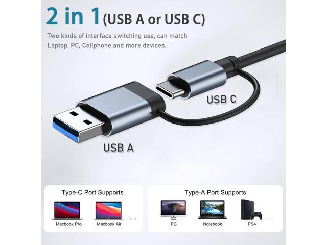 KEHIPI USB Hub 3.0 with 7 Ports, Aluminium USB C to USB 3.0 Hub for MacBook, Mac Pro/Mini, iMac, Ps4, PS5, Surface Pro,Flash Drive, Samsung