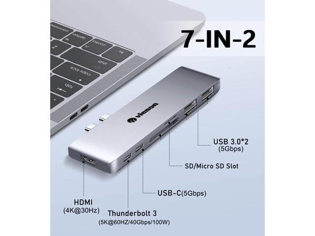 KEHIPI USB C Hub Adapter for MacBook, 7 in 2 Docking Station with 4K HDMI, 40Gbps Thunderbolt 3, 5Gbps USB-A &C Data Ports, SD/TF Card Reader...