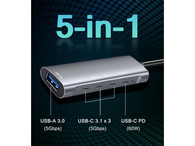 KEHIPI USB C Hub 5Gbps,Laptop Docking Station with 3 5Gbps USB-C Data, 1 5Gbps USB-A, and 1 PD 60W Comptible for MacBook Pro, iMac, iPad Pro,...