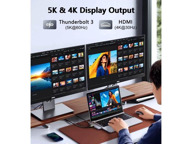 KEHIPI USB C Hub Adapter for MacBook, 7 in 2 Docking Station with 4K HDMI, 40Gbps Thunderbolt 3, 5Gbps USB-A &C Data Ports, SD/TF Card Reader...