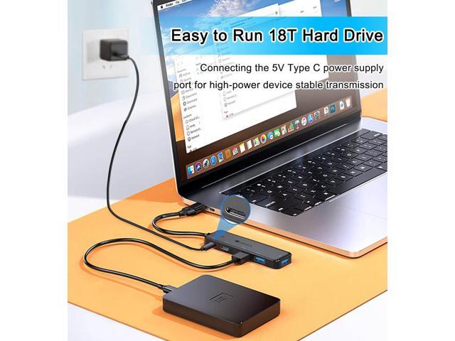 KEHIPI USB 3.0 Hub (5 in 1), USB C Hub, USB C to USB 3.0 Hub Adapter with USB C Power/Data Ports, USB Extender USB A & C Docking Station for Laptop...