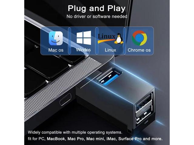KEHIPI USB 3.0 Hub, 3-Port Portable USB Expander USB Splitter for Laptop, Car, Mac Pro, iMac, MacBook Air, MacBook Pro, MacBook and More