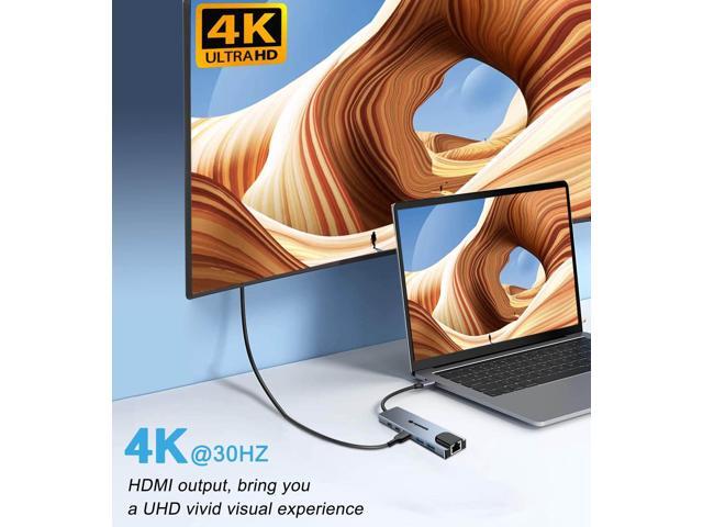 KEHIPI USB C Hub Ethernet HDMI Adapter, 6 in 1 Laptop Docking Station with 4K HDMI, RJ45 Ethernet,LAN USB C Dongle for MacBook Pro/Air, iPad Pro,...