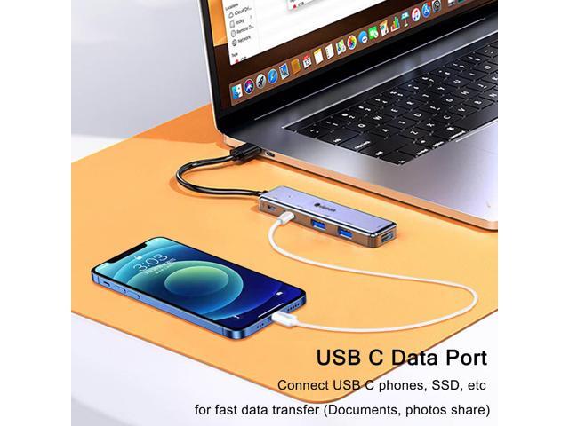 KEHIPI USB C Hub, Aluminum 5 in 1 USB C to USB 3.0 Extender with USB C Power/Data Ports, USB C Dongle for MacBook Pro Air iMac Pro, iPad Pro and...