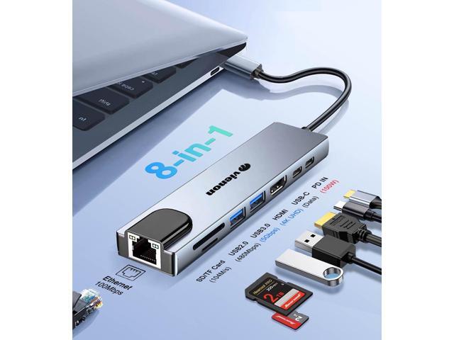 KEHIPI USB C Hub Ethernet HDMI Adapter, 8 in 1 Laptop Docking Station with 4K HDMI, RJ45 Ethernet 100Mbps, SD/TF Card Reader, USB 3.0/2.0, PD 100W,...