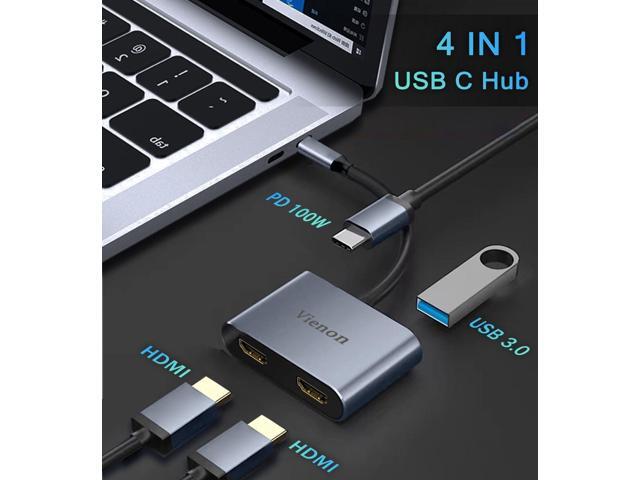 KEHIPI USB C to Dual HDMI Adapter 4K@60HZ, USB C Hub HDMI Adapter for Dual Monitors with USB-A 3.0, 100W PD Compatible for MacBook Air/Pro, More...