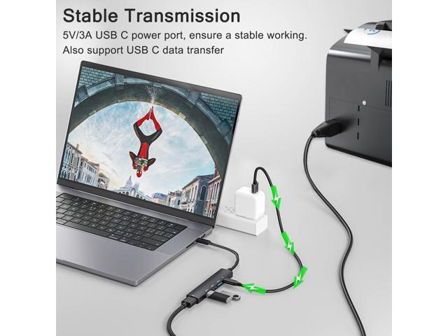 KEHIPI 5-Port Powred USB 3.0 Hub, USB Extender Splitter with 5V USB-C Power/Data Port, Extender for A Port Laptop, PC, PS4/5, Xbox, Car and More